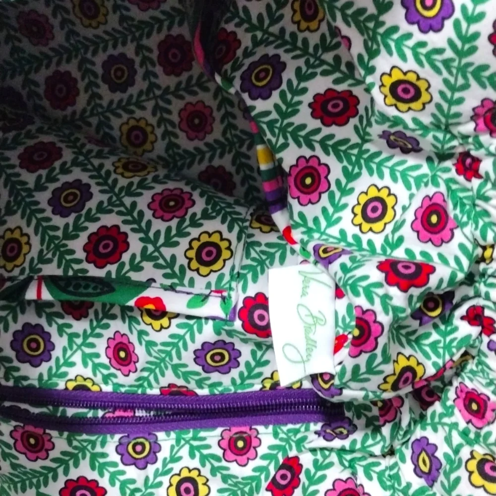 Floral Multicolor Tote Bag with Green Accent - Picture 11 of 12